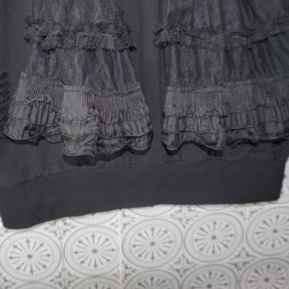 Seek The Label, Distressed Sweatshirt with Sheer Bell Sleeves - Picture 7 of 7